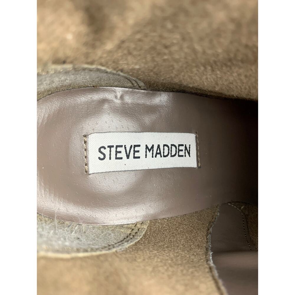 Steve Madden Milaan Ankle Boots Taupe Suede Block Heels Booties Women's 8.5 - Picture 4 of 12